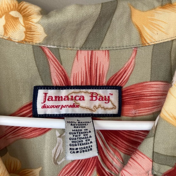 Vintage Jamaica Bay Green Hawaiian Tropical Button Down Shirt L - Picture 6 of 6